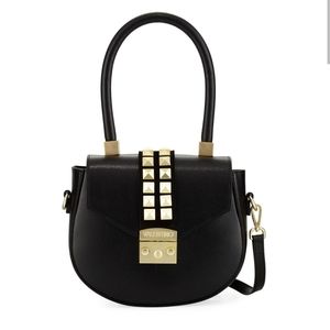 Valentino Black Leather Gold Rockstud Studded Bag Rare!
